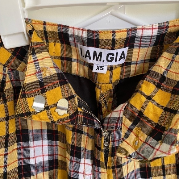I.AM.GIA Keidis Plaid Cargo Pant Yellow Red Black size XS y2k clueless - Picture 7 of 8